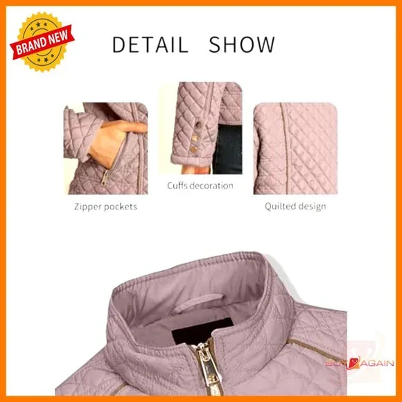 Quilted Puffer Jacket Lightweight Stand Collar Chic Minimal Winter Coat